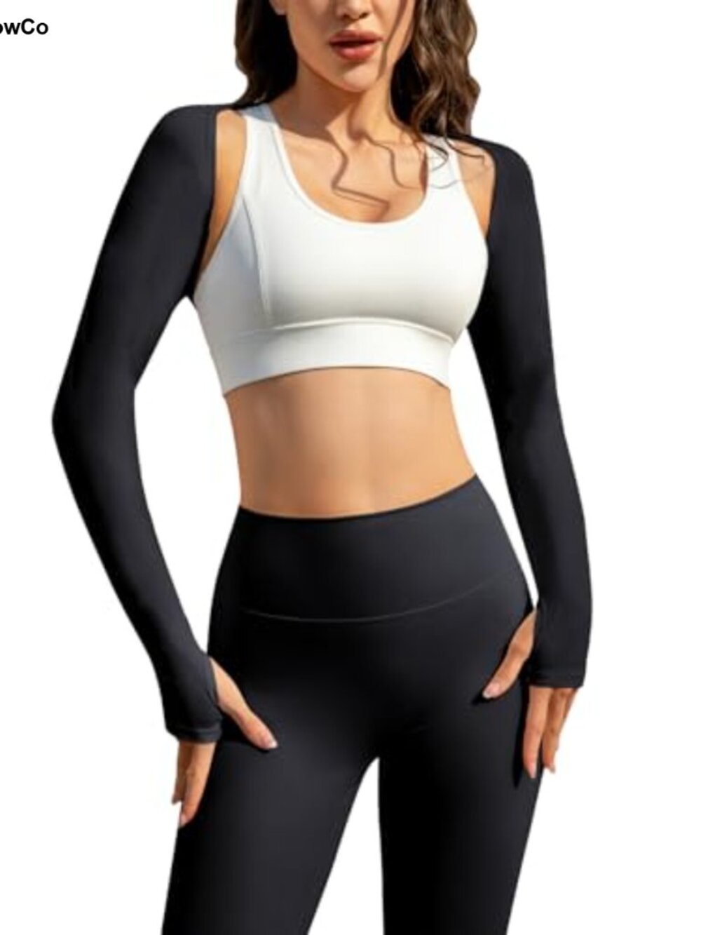 Women Crop Top Long Sleeve Bolero Shrug Open Front Workout Yoga Sweater